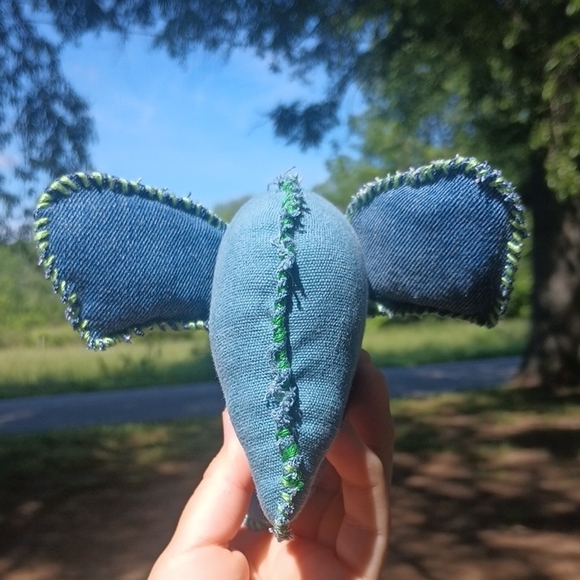 Handcrafted Denim Elephant Plush - Picture 4 of 7